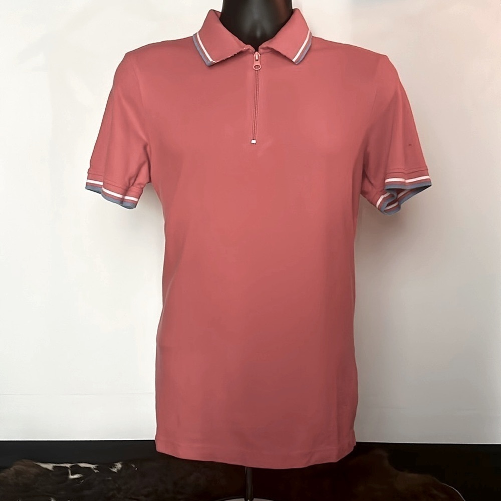 Truth Substance Common Sense Mens 1/4-Zip Polo Shirt Salmon Color Size Medium